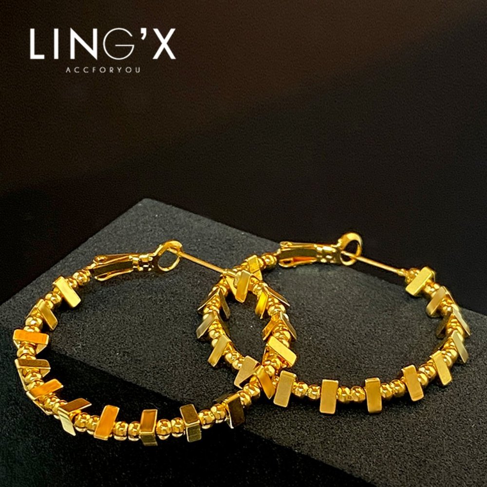 Circular Triangle Small Ball Earrings Gold and Silver